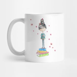 Girl on Books Mug